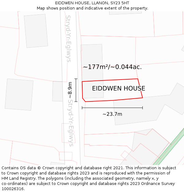 EIDDWEN HOUSE, LLANON, SY23 5HT: Plot and title map