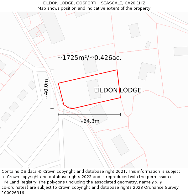 EILDON LODGE, GOSFORTH, SEASCALE, CA20 1HZ: Plot and title map