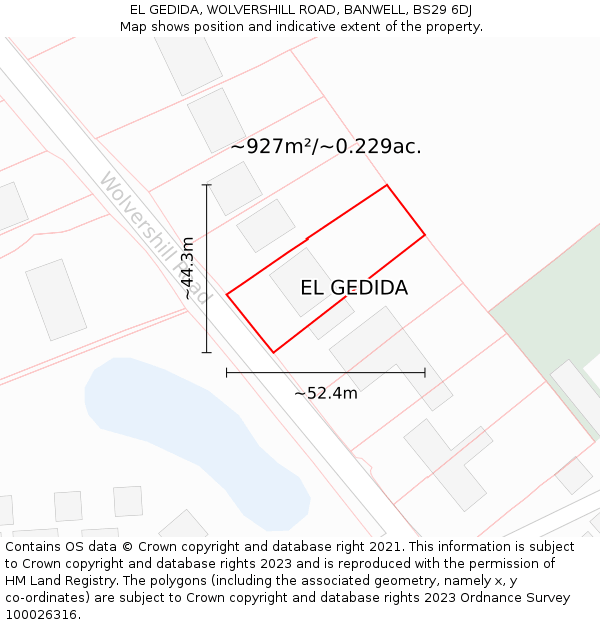 EL GEDIDA, WOLVERSHILL ROAD, BANWELL, BS29 6DJ: Plot and title map