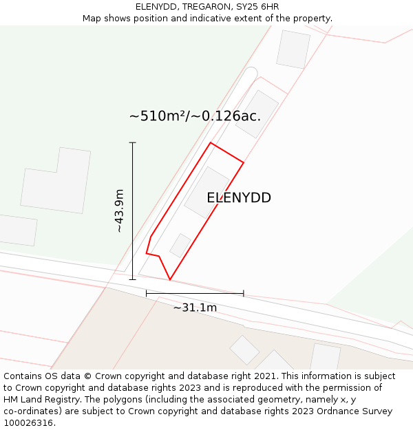 ELENYDD, TREGARON, SY25 6HR: Plot and title map