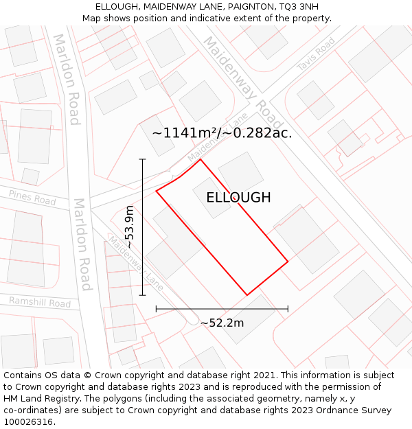 ELLOUGH, MAIDENWAY LANE, PAIGNTON, TQ3 3NH: Plot and title map