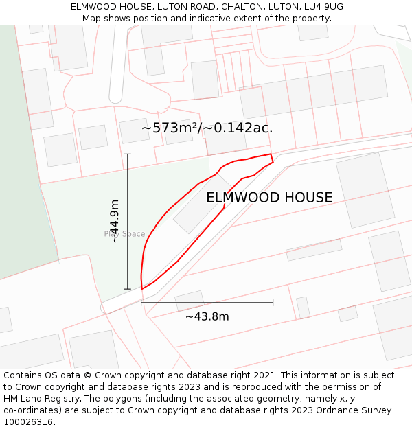 ELMWOOD HOUSE, LUTON ROAD, CHALTON, LUTON, LU4 9UG: Plot and title map