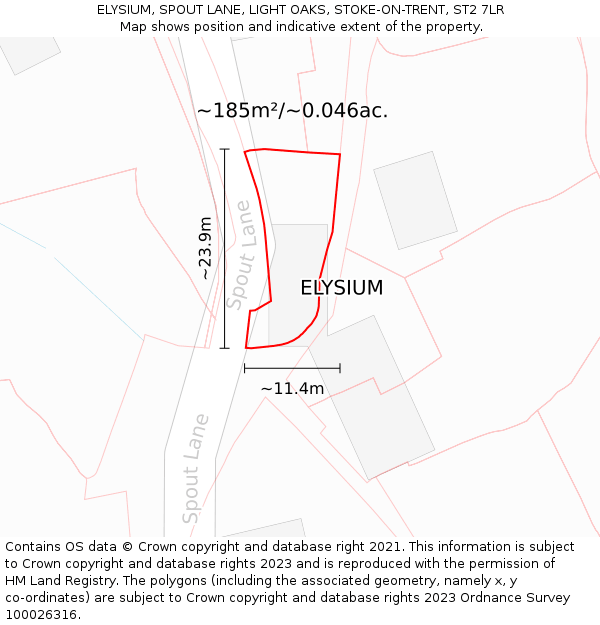 ELYSIUM, SPOUT LANE, LIGHT OAKS, STOKE-ON-TRENT, ST2 7LR: Plot and title map