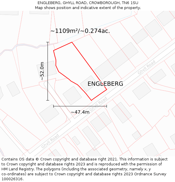 ENGLEBERG, GHYLL ROAD, CROWBOROUGH, TN6 1SU: Plot and title map