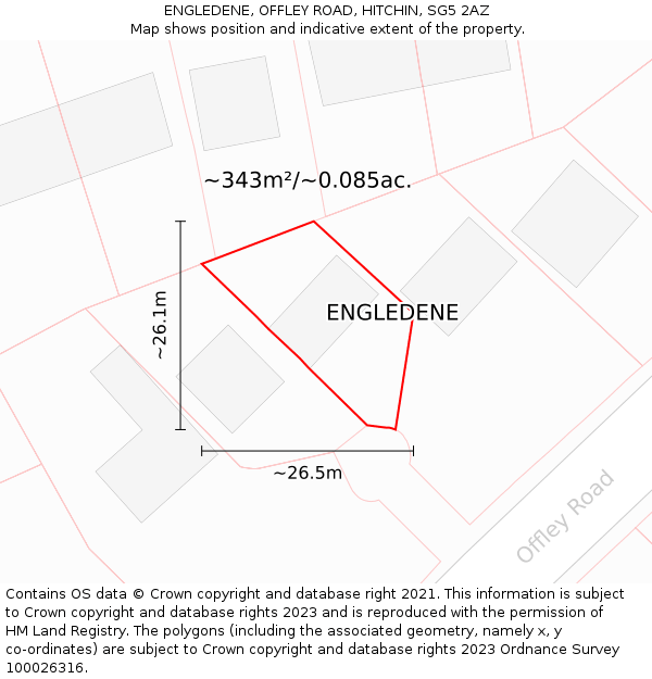 ENGLEDENE, OFFLEY ROAD, HITCHIN, SG5 2AZ: Plot and title map