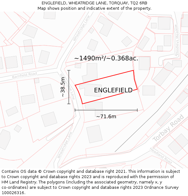 ENGLEFIELD, WHEATRIDGE LANE, TORQUAY, TQ2 6RB: Plot and title map