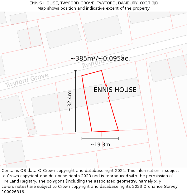 ENNIS HOUSE, TWYFORD GROVE, TWYFORD, BANBURY, OX17 3JD: Plot and title map