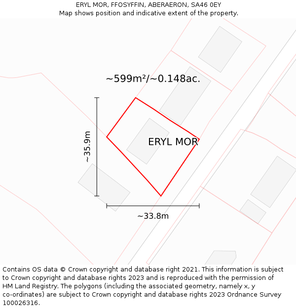 ERYL MOR, FFOSYFFIN, ABERAERON, SA46 0EY: Plot and title map