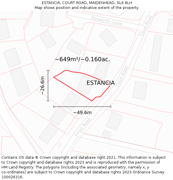 ESTANCIA, COURT ROAD, MAIDENHEAD, SL6 8LH: Plot and title map