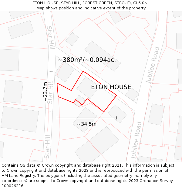 ETON HOUSE, STAR HILL, FOREST GREEN, STROUD, GL6 0NH: Plot and title map