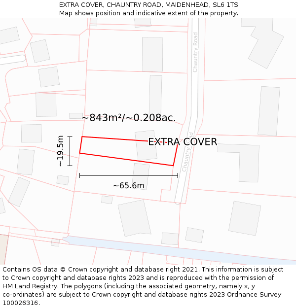 EXTRA COVER, CHAUNTRY ROAD, MAIDENHEAD, SL6 1TS: Plot and title map