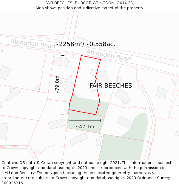 FAIR BEECHES, BURCOT, ABINGDON, OX14 3DJ: Plot and title map