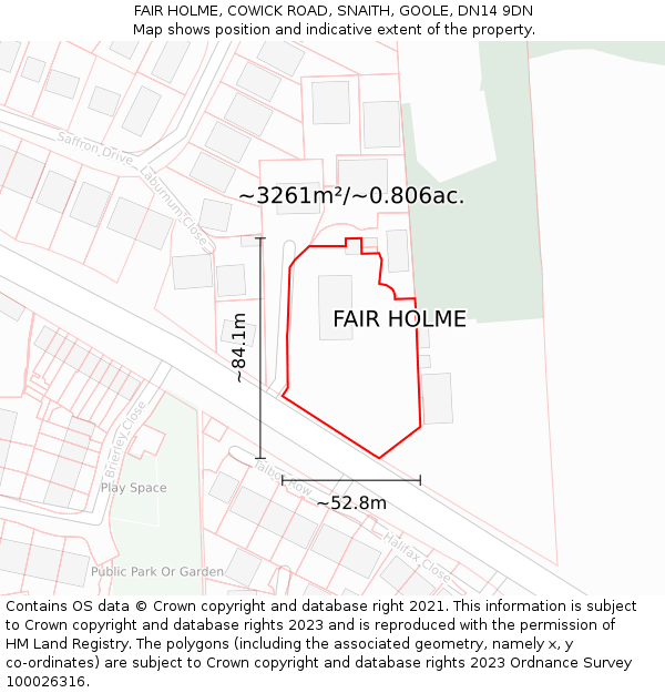 FAIR HOLME, COWICK ROAD, SNAITH, GOOLE, DN14 9DN: Plot and title map