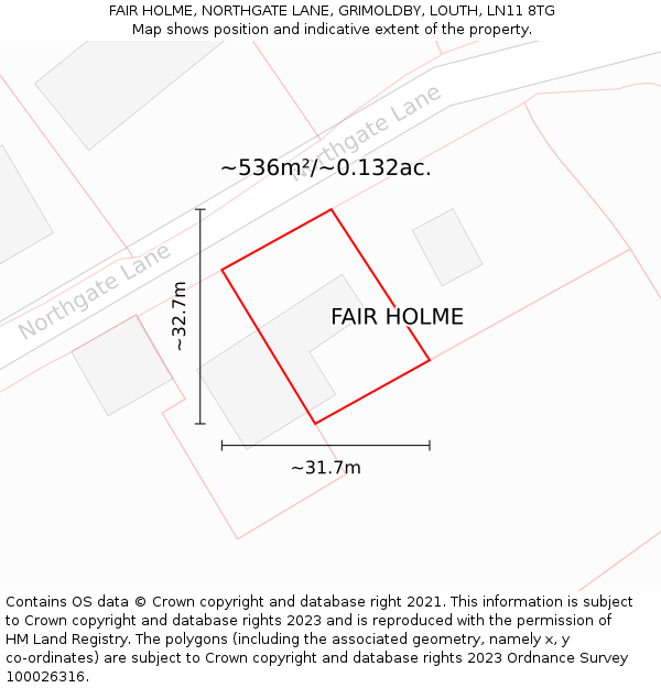 FAIR HOLME, NORTHGATE LANE, GRIMOLDBY, LOUTH, LN11 8TG: Plot and title map