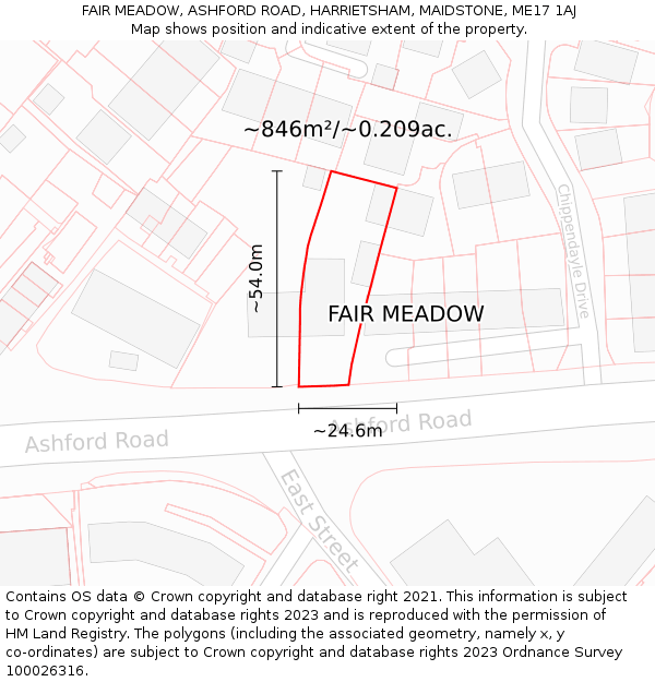 FAIR MEADOW, ASHFORD ROAD, HARRIETSHAM, MAIDSTONE, ME17 1AJ: Plot and title map