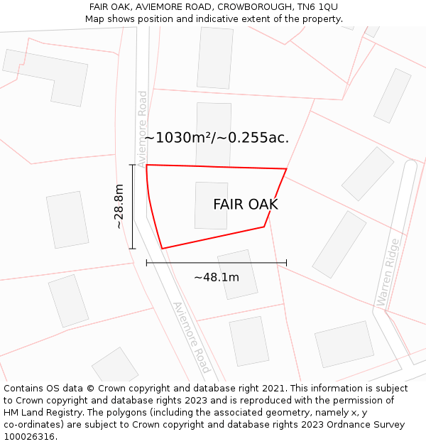 FAIR OAK, AVIEMORE ROAD, CROWBOROUGH, TN6 1QU: Plot and title map