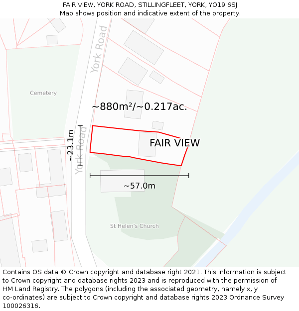 FAIR VIEW, YORK ROAD, STILLINGFLEET, YORK, YO19 6SJ: Plot and title map