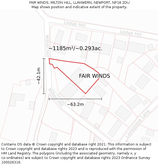 FAIR WINDS, MILTON HILL, LLANWERN, NEWPORT, NP18 2DU: Plot and title map