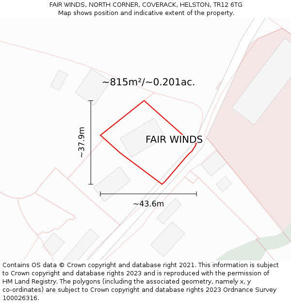 FAIR WINDS, NORTH CORNER, COVERACK, HELSTON, TR12 6TG: Plot and title map