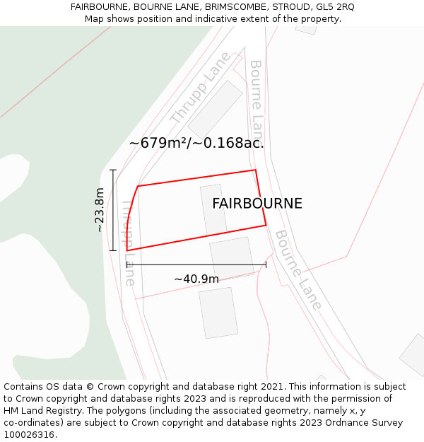 FAIRBOURNE, BOURNE LANE, BRIMSCOMBE, STROUD, GL5 2RQ: Plot and title map