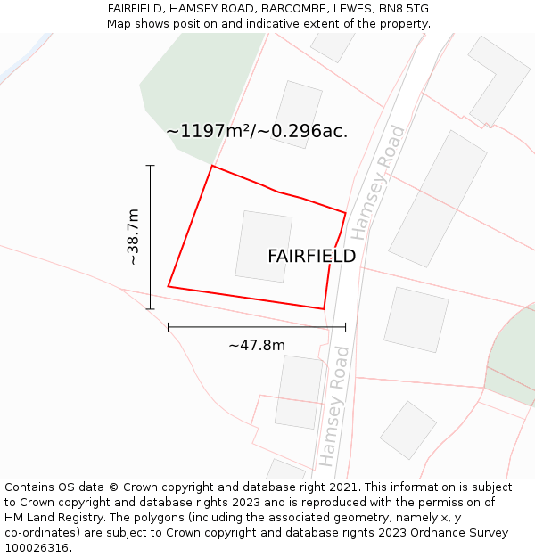 FAIRFIELD, HAMSEY ROAD, BARCOMBE, LEWES, BN8 5TG: Plot and title map