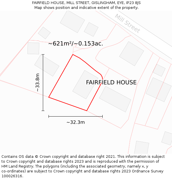 FAIRFIELD HOUSE, MILL STREET, GISLINGHAM, EYE, IP23 8JS: Plot and title map