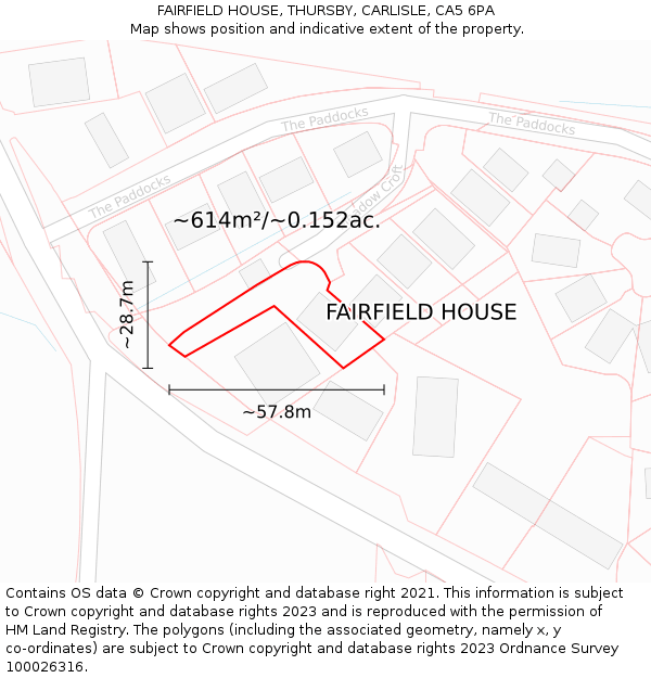 FAIRFIELD HOUSE, THURSBY, CARLISLE, CA5 6PA: Plot and title map