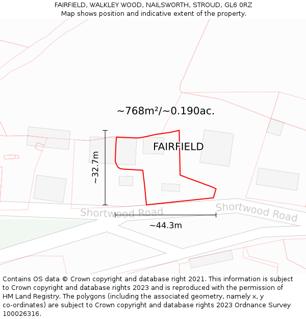 FAIRFIELD, WALKLEY WOOD, NAILSWORTH, STROUD, GL6 0RZ: Plot and title map