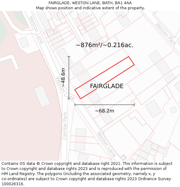 FAIRGLADE, WESTON LANE, BATH, BA1 4AA: Plot and title map