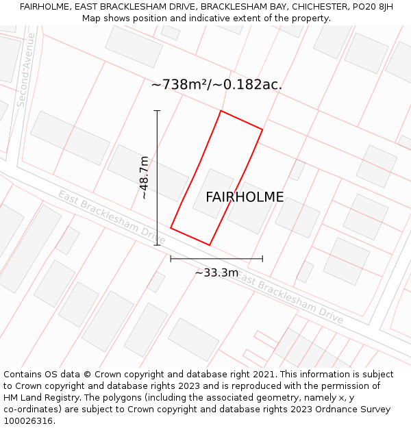 FAIRHOLME, EAST BRACKLESHAM DRIVE, BRACKLESHAM BAY, CHICHESTER, PO20 8JH: Plot and title map