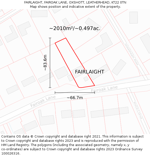 FAIRLAIGHT, FAIROAK LANE, OXSHOTT, LEATHERHEAD, KT22 0TN: Plot and title map