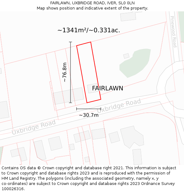 FAIRLAWN, UXBRIDGE ROAD, IVER, SL0 0LN: Plot and title map