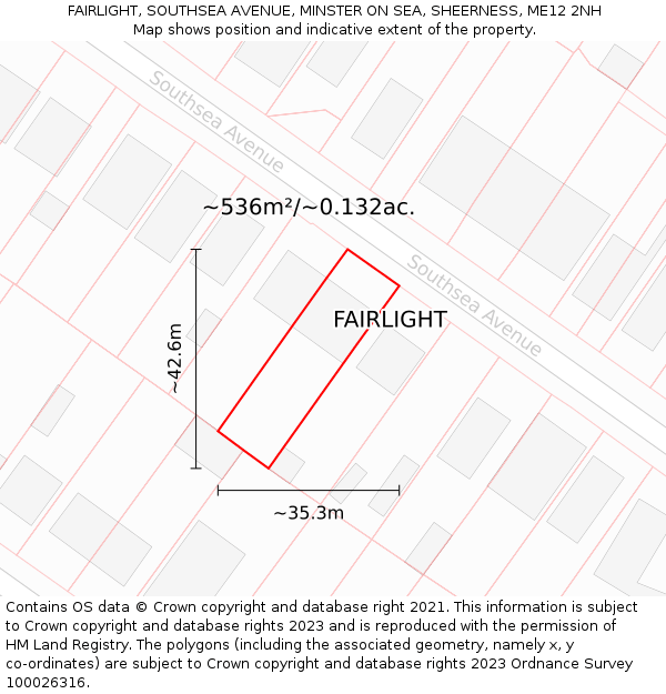 FAIRLIGHT, SOUTHSEA AVENUE, MINSTER ON SEA, SHEERNESS, ME12 2NH: Plot and title map