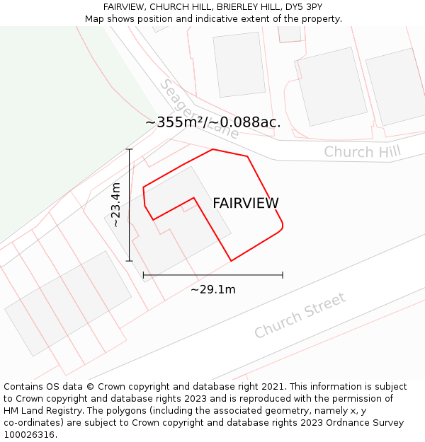 FAIRVIEW, CHURCH HILL, BRIERLEY HILL, DY5 3PY: Plot and title map