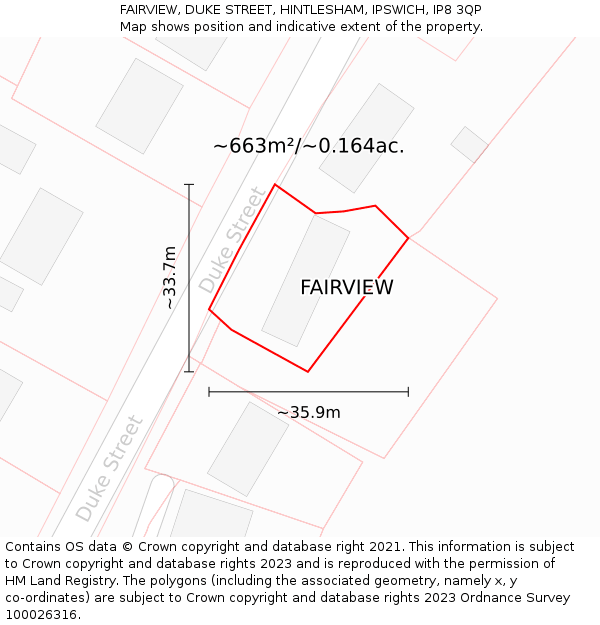 FAIRVIEW, DUKE STREET, HINTLESHAM, IPSWICH, IP8 3QP: Plot and title map