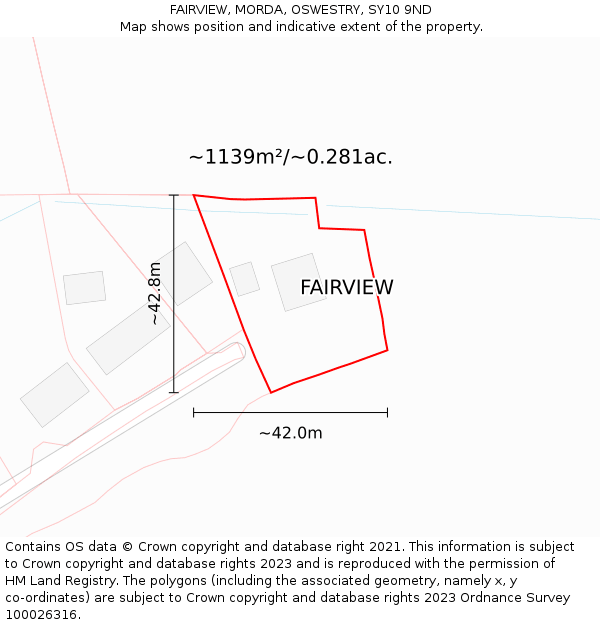 FAIRVIEW, MORDA, OSWESTRY, SY10 9ND: Plot and title map