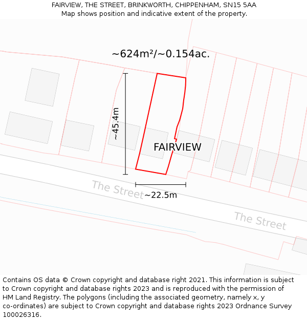 FAIRVIEW, THE STREET, BRINKWORTH, CHIPPENHAM, SN15 5AA: Plot and title map