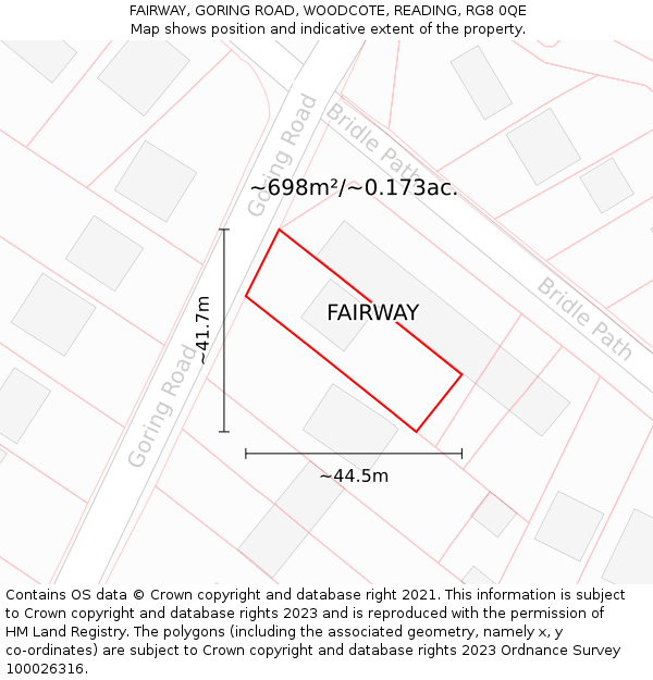 FAIRWAY, GORING ROAD, WOODCOTE, READING, RG8 0QE: Plot and title map