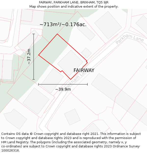 FAIRWAY, PARKHAM LANE, BRIXHAM, TQ5 9JR: Plot and title map