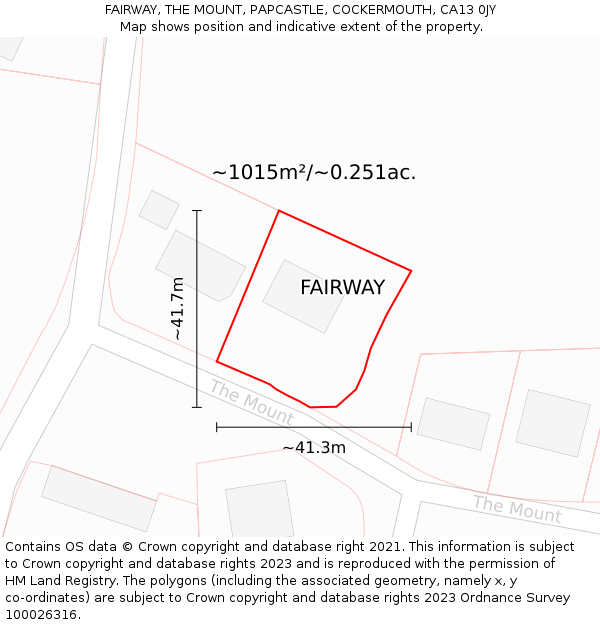 FAIRWAY, THE MOUNT, PAPCASTLE, COCKERMOUTH, CA13 0JY: Plot and title map