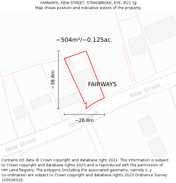 FAIRWAYS, NEW STREET, STRADBROKE, EYE, IP21 5JJ: Plot and title map