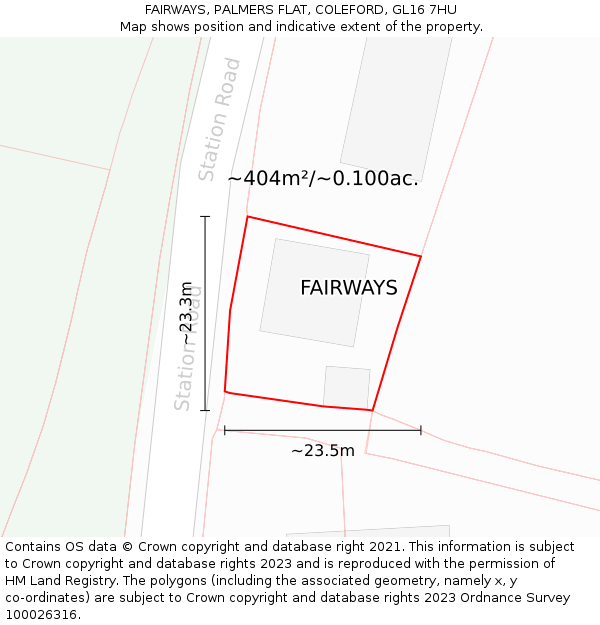 FAIRWAYS, PALMERS FLAT, COLEFORD, GL16 7HU: Plot and title map