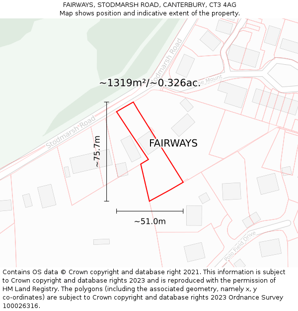 FAIRWAYS, STODMARSH ROAD, CANTERBURY, CT3 4AG: Plot and title map