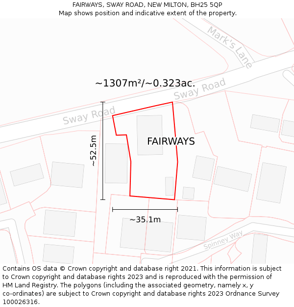 FAIRWAYS, SWAY ROAD, NEW MILTON, BH25 5QP: Plot and title map