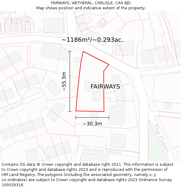 FAIRWAYS, WETHERAL, CARLISLE, CA4 8JD: Plot and title map