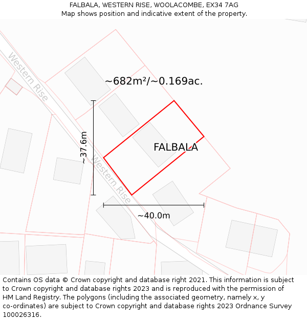 FALBALA, WESTERN RISE, WOOLACOMBE, EX34 7AG: Plot and title map