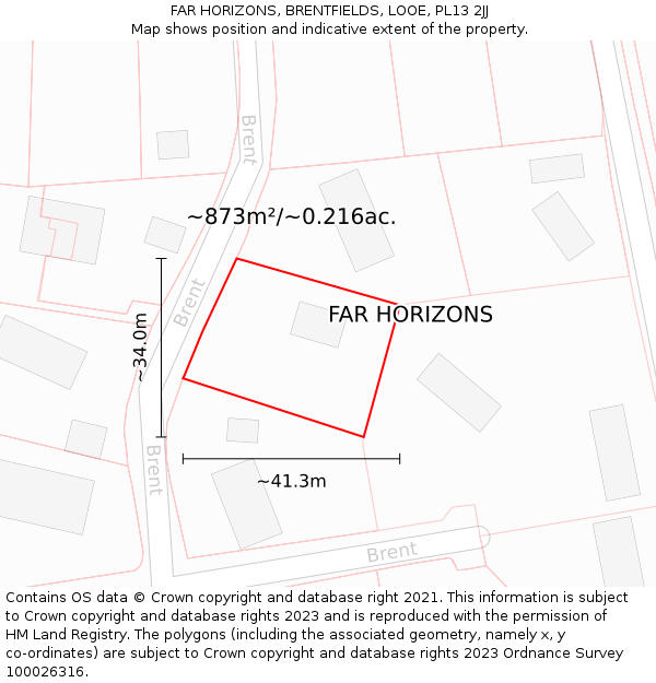 FAR HORIZONS, BRENTFIELDS, LOOE, PL13 2JJ: Plot and title map