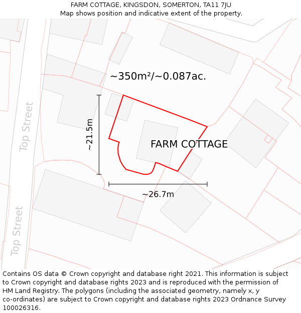 FARM COTTAGE, KINGSDON, SOMERTON, TA11 7JU: Plot and title map