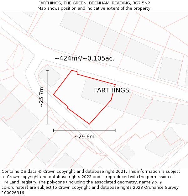 FARTHINGS, THE GREEN, BEENHAM, READING, RG7 5NP: Plot and title map