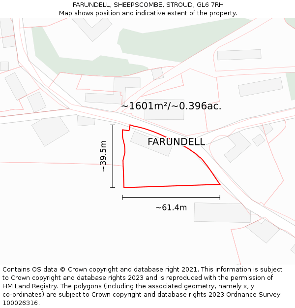 FARUNDELL, SHEEPSCOMBE, STROUD, GL6 7RH: Plot and title map